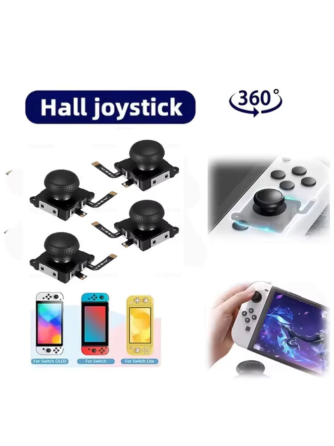 2/4 Stück Ersatz-Hall-Effekt-Joystick für Nintendo Switch, Lite und OLED Controller, 3D Analog Thumb Stick Reparaturteile in Schwarz - Bild 5