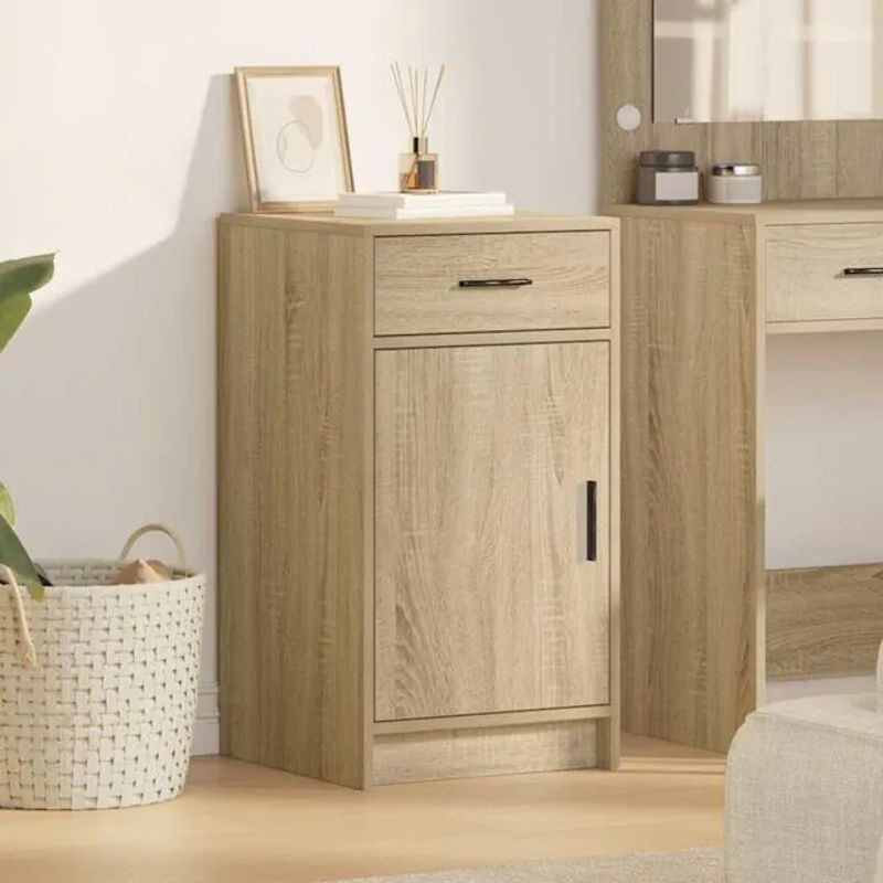 Modernes Sideboard Vidaxl aus Holzwerkstoff in Eiche Natur und Beige, B/T/H: 40 x 40,5 x 75 cm - Bild 1