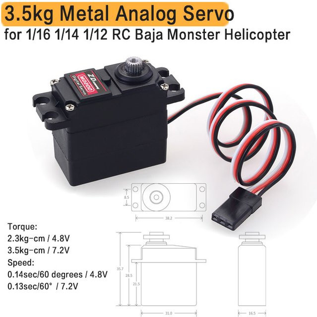YSIDO Mini-Servo Metallgetriebe, 20g, für RC Auto Buggy Truck Truggy - Bild 1