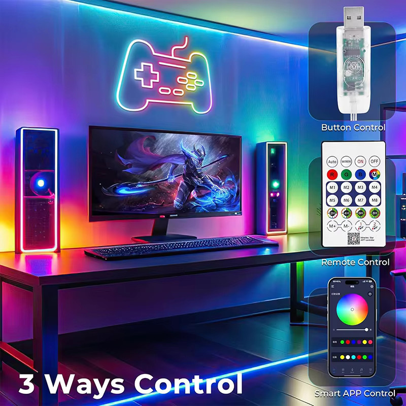 Aogled RGBIC Neon-LED-Lichtleiste in Multicolour mit App- und Fernbedienung, Musiksynchronisation und Timer-Funktion - Bild 4