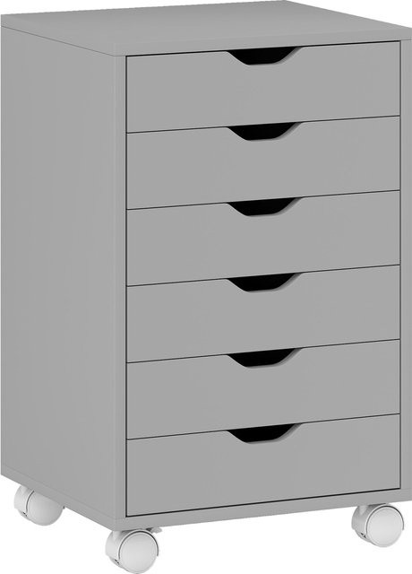 HOMCOM Rollcontainer für den Schreibtisch mit 6 Schubladen und Druckerablage, mobiler Aktenschrank in Grau - Bild 1