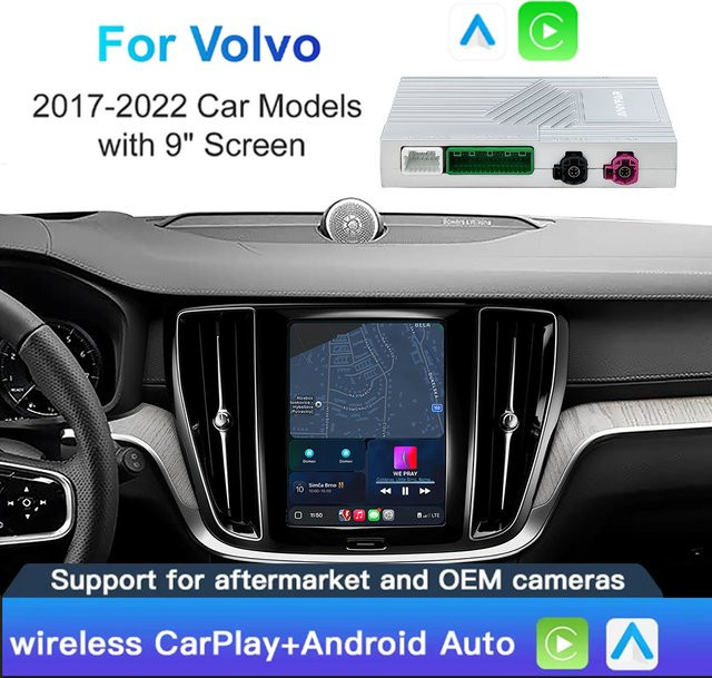 ANYFAR Drahtlose CarPlay und Android Auto Retrofit Kit Decoder Box für Volvo Modelle 2017-2022 V60 V90 S60 XC40 XC60 XC90 S60 S90 via Bluetooth - Bild 1