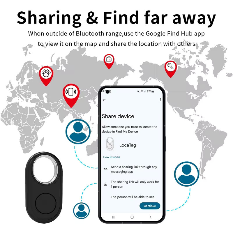 Wesense Far Away Tracker Fernfinder für Android in Pink mit Google Find My Device Unterstützung und Bluetooth-Funktion - Bild 2