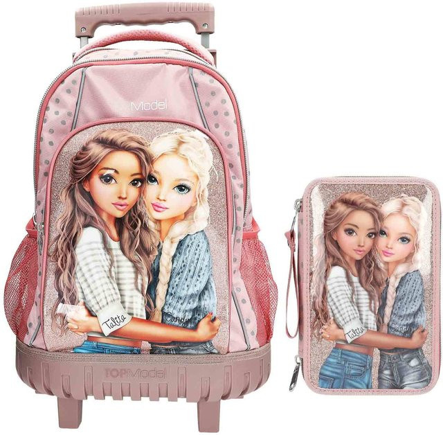 TOPModel Schul-Set mit Trolley DOTS in Pink und Grau, 2er Set - Bild 1