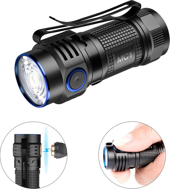 Trust fire mc1 LED magnetische wiederaufladbare EDC Taschenlampe in Schwarz mit 1000 Lumen, USB-Ladung und IPX8 Wasserdichtigkeit - Bild 1
