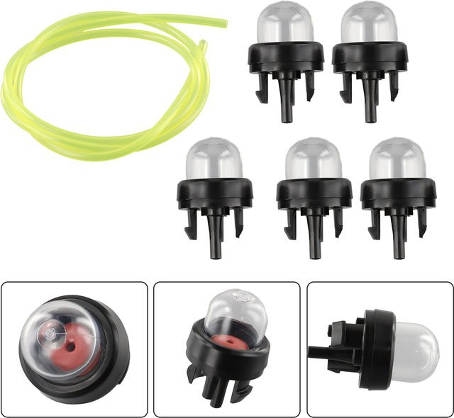 5er Set Kraftstoffpumpe Benzin-Primer Birne aus Kunststoff in Transparent für Ryobi und Stihl Kettensägen, Gebläse und Trimmer - Bild 1