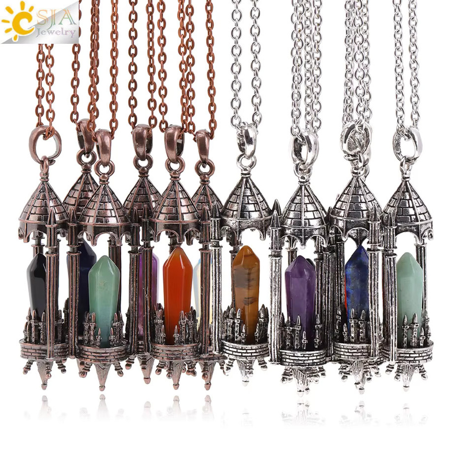 CSJA Jewelry Anhänger Kristall, Messing, Amethyst Rosenquarz Achat, Unisex - Bild 2
