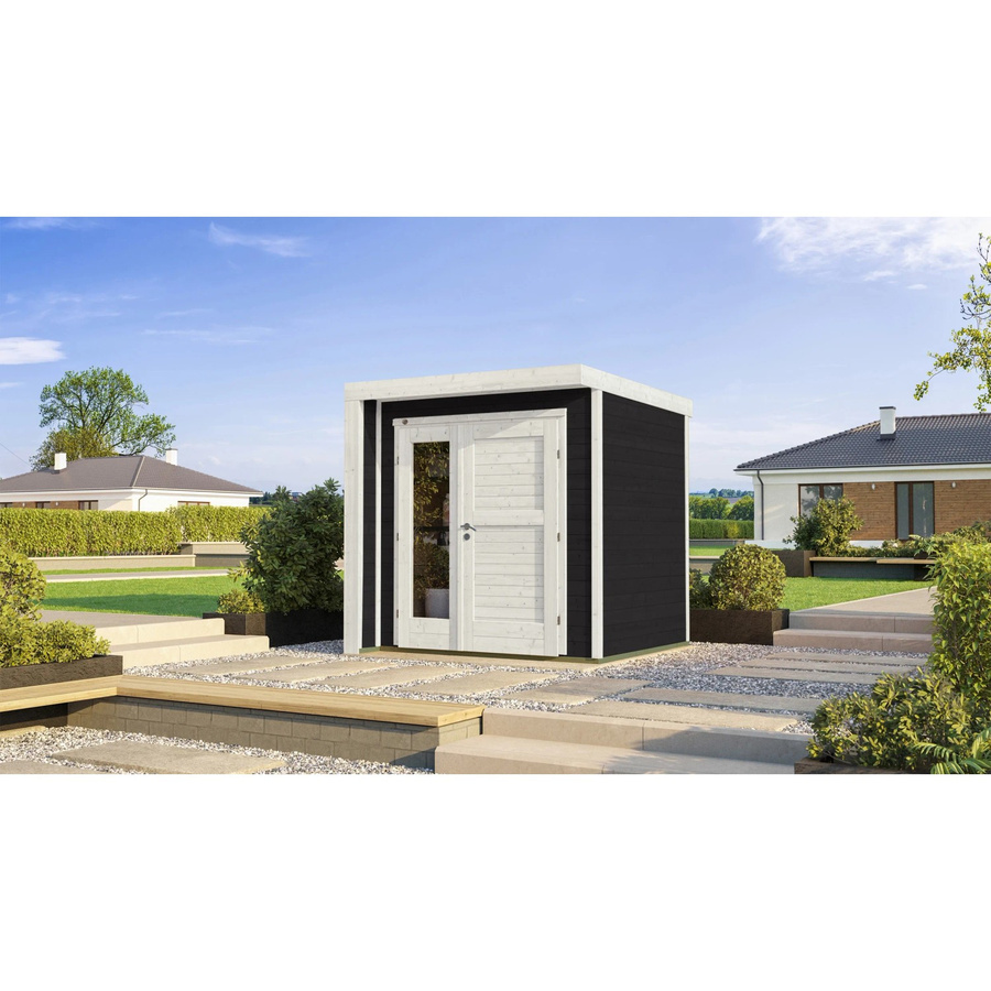 WEKA Holz-Gartenhaus Designhaus 262 mit Flachdach in Anthrazit und Grau, B/T: 214 x 215 cm - Bild 2