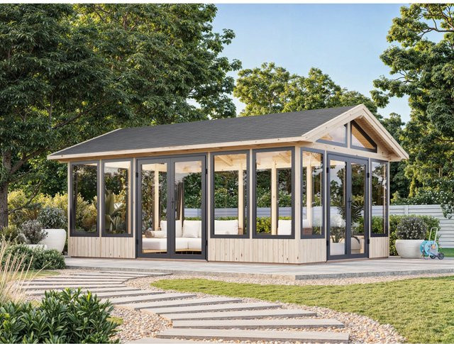 Palmako Pavillon Isabella aus Fichtenholz mit Satteldach, transparent, B/T: 597 x 401 cm - Bild 1