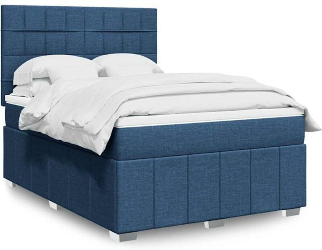 Vidaxl Boxspringbett mit Matratze in Blau aus Stoff mit Polsterung B/B: 140 x 190 cm - Bild 1