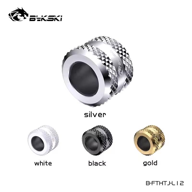 Bykski Handkompressions-Anti-Rutsch-Hartrohrverschraubungen G1/4 Zoll für OD12 mm, B-FTHTJ-L12, erhältlich in Schwarz, Weiß, Gold und Silber - Bild 2