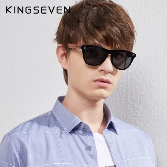 KINGSEVEN Sonnenbrille, Holz, braun, Vollrand, quadratisch, Herren - Bild 1