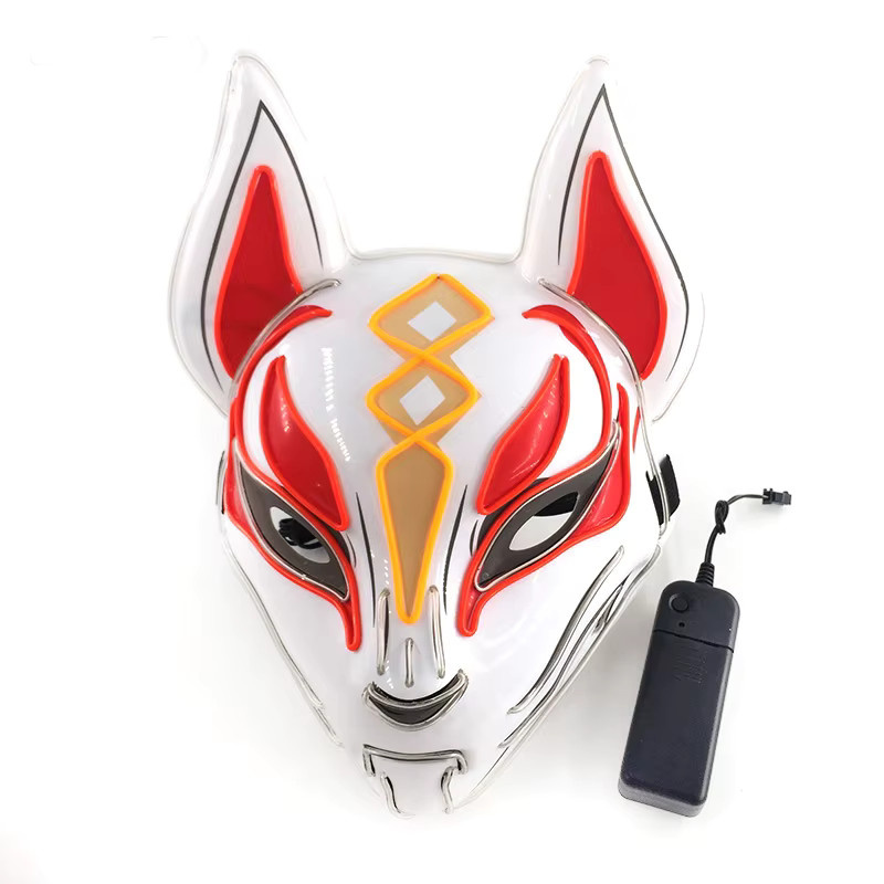 YEAHUI EL LED-Fuchsmaske mit Neonlicht, Kitsune-Maske, Grün - Bild 3