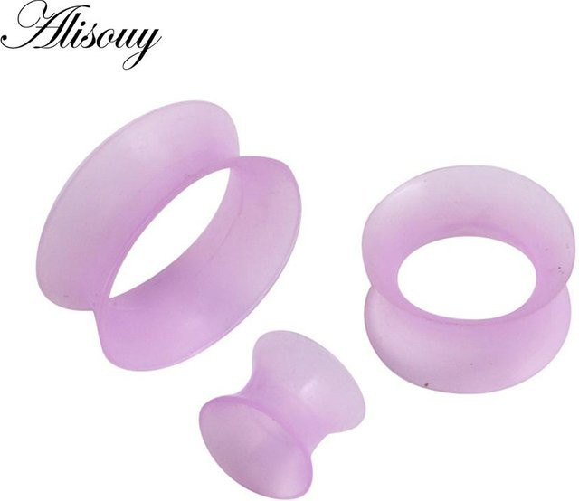 Alisouy Jewelry Flesh-Tunnel-Ohrstöpsel, Silikon, 16 mm, violett, Damen - Bild 1