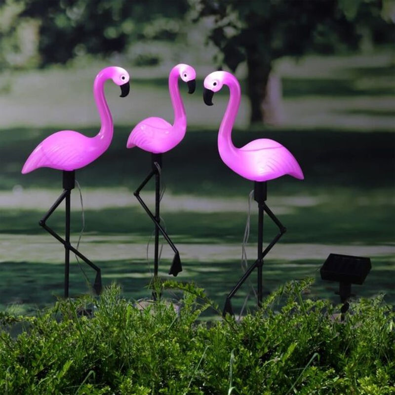 Solar-Gartenstecker-Trio Flamingofreunde, 3 Stück - Bild 3