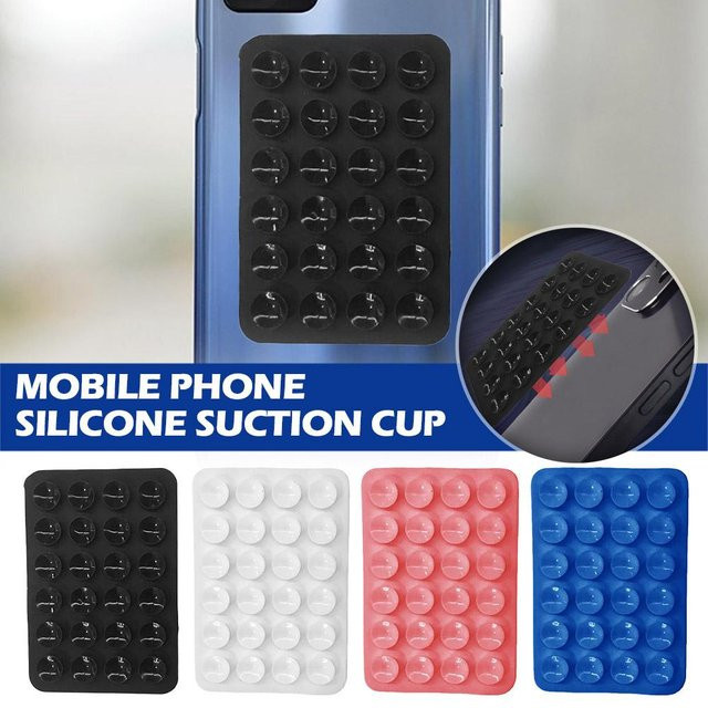 Silikon Saugnäpfe für Smartphone-Hüllen und Powerbanks als Anti-Slip Grip Halter in Schwarz - Bild 1
