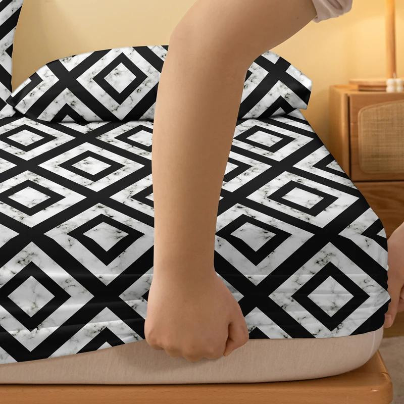 Your Warm Home Tagesdecke mit geometrischem Milchglas-Design in Schwarz und Weiß, B/B: 90 x 200 cm - Bild 6