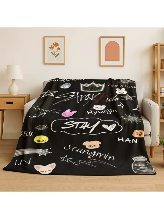 Potdemiel Kpop Stray Kids Flanelldecke Schwarz B: 90 cm, T: 75 cm - Bild 2