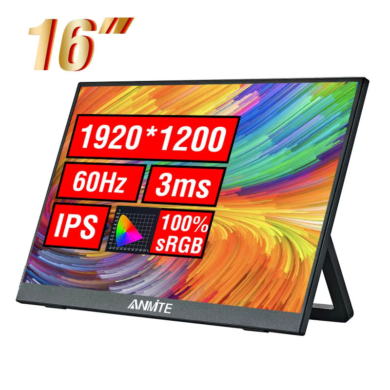 Anmite 16-Zoll Tragbarer Touchscreen-Monitor in Schwarz mit 1200P HDR und 16:10 Format für PC, Laptop, Konsole und Smartphone - Bild 6