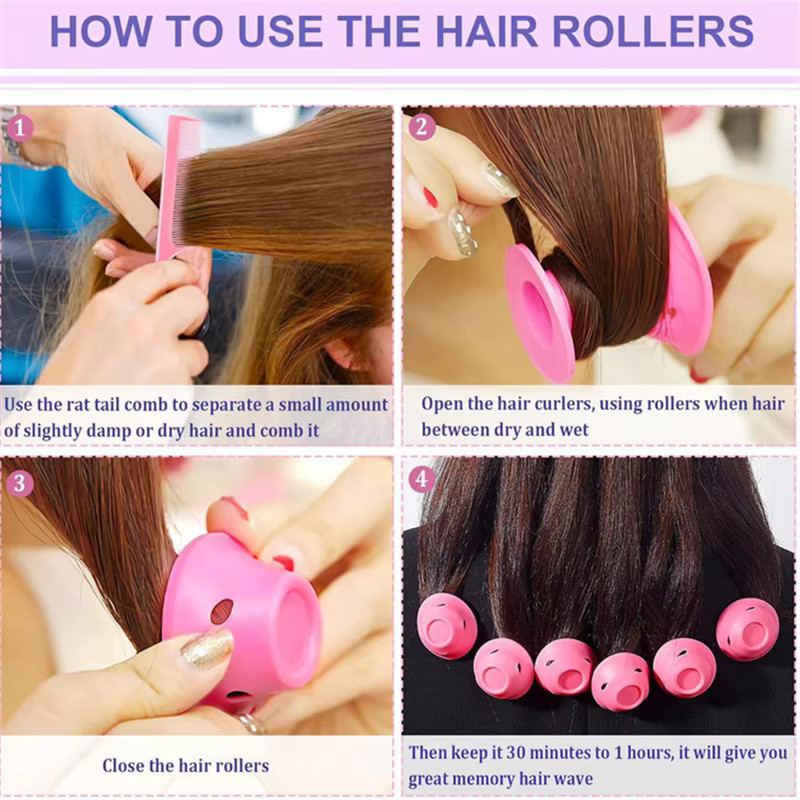 Y-Meiyaa Magic Hair Care Rollers Set, Silikon-Lockenwickler für lockiges Haar - Bild 3
