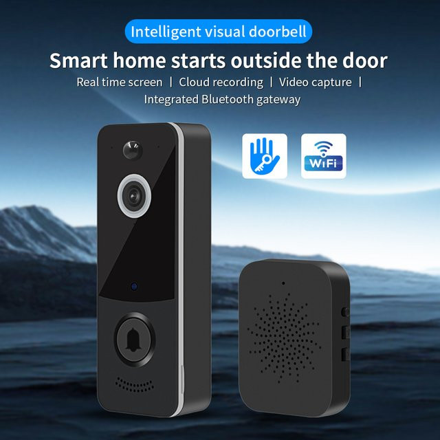 LUCKING DOOR Smart Video Türklingel mit 1080P WIFI Kamera, TTLOCK App Steuerung und PIR Bewegungserkennung in Schwarz - Bild 1
