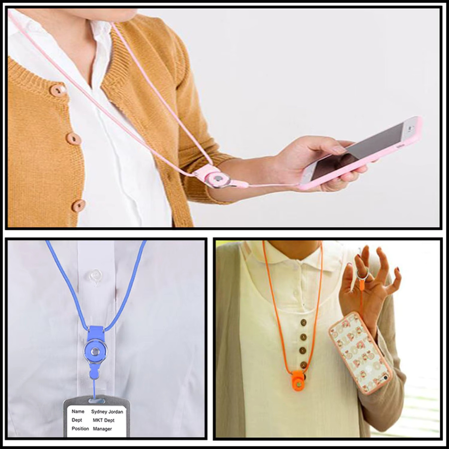 10er Set NYFundas Lanyard mit abnehmbarem Halsband für Airpods Pro 2, ID-Ausweishalter und Schlüsselanhänger, Schwarz und Mehrfarbig - Bild 2