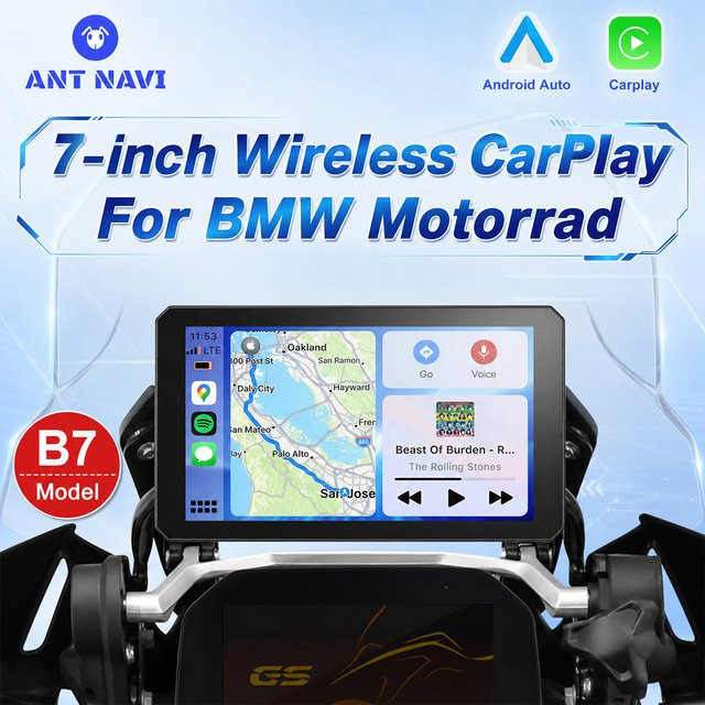 IYING 7-Zoll Motorradradio mit GPS, CarPlay und Android Auto für BMW R1200GS, R1250GS, S1000XR und R1300GS in Schwarz - Bild 1