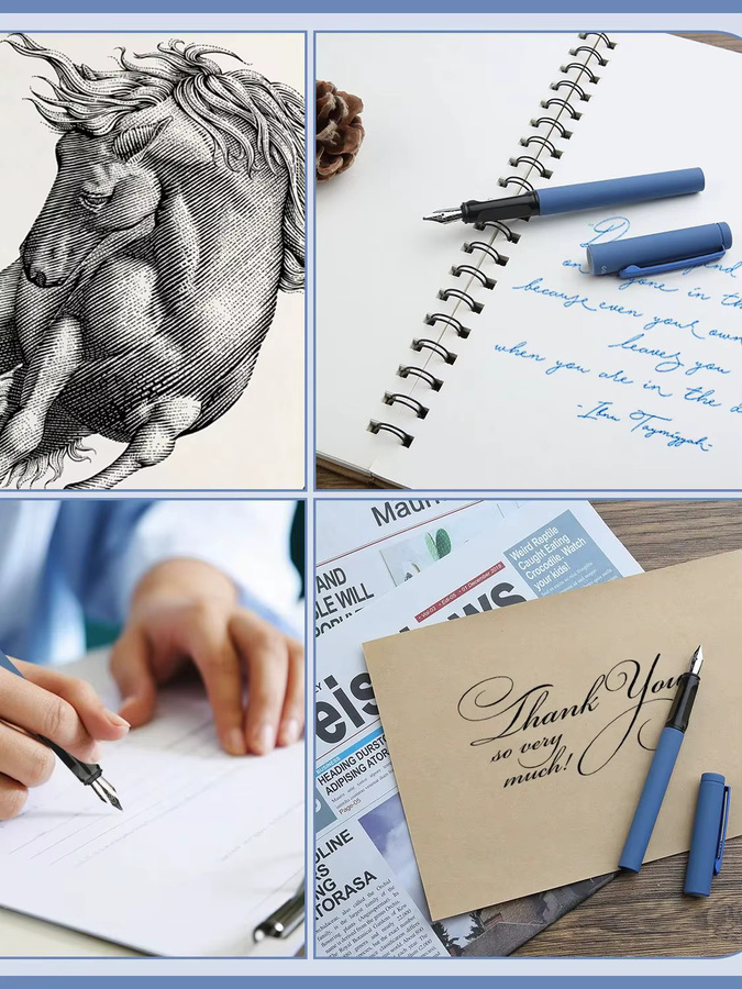 Kalligraphie-Stift-Set mit 74 Teilen, bestehend aus 8 Füllfederhaltern mit verschiedenen Spitzen und 66 Tintenpatronen in 14 Farben, Multicolor - Bild 5