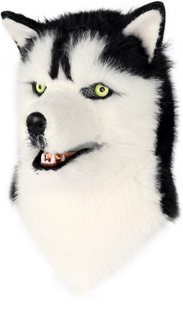 YIRAN Hundemaske Wolf, Tier Maske, Weiß, ab 14 Jahren, Unisex - Bild 1