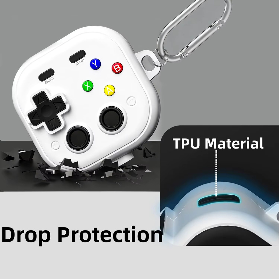 Samsung Galaxy Buds 4 und Galaxy Buds 4 Pro Kopfhörerhülle im Spielekonsolen-Design mit Reinigungsset, Farbe: Weiß/Transparent - Bild 5