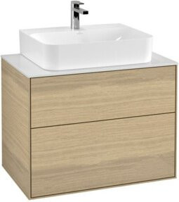 Villeroy & Boch Waschtischunterschrank Finion in Eiche mit weißer Abdeckplatte, B/T/H: 80 x 60,3 x 50,1 cm - Bild 1