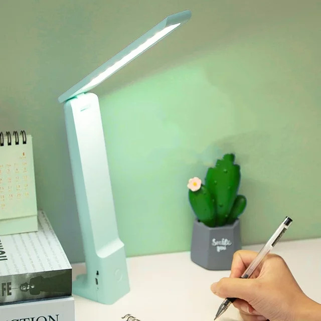 Dimmbare LED Klapp Schreibtischlampe in Weiß mit USB-Anschluss und Touch Control für Büro und Schlafzimmer - Bild 1
