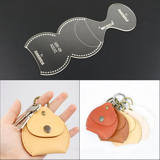 YOMDID Transparentes Acryl-Schablonen-Set für DIY-Lederarbeiten zur Herstellung von Geldbörsen und Schlüsselschnallen - Bild 1