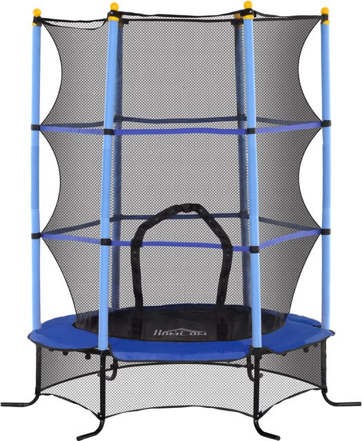 HOMCOM Kindertrampolin mit Sicherheitsnetz und Randabdeckung, Blau - Bild 1