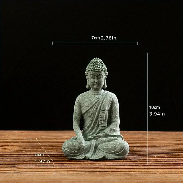 Zen-Buddha-Statue aus grünem Sandstein für Aquarium, Steingarten und Bonsai von Bestbags - Bild 1