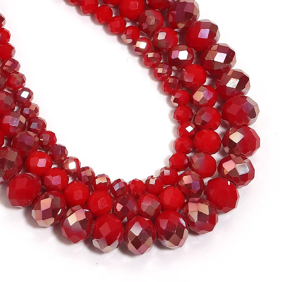louleur Kristallperlen Rondelle, rot AB Glas, 4/6/8 mm, Unisex - Bild 4