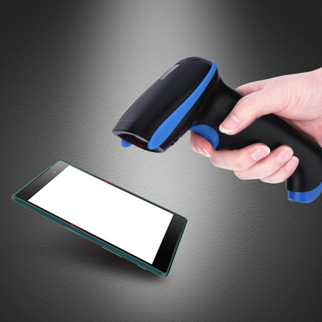 KONNWEI Kabelloser Bluetooth Barcode Scanner Reader für iOS Android Windows, Blau - Bild 1