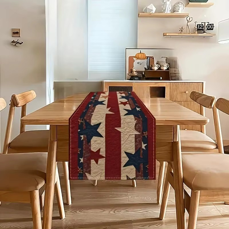 VIKAMA Tischläufer mit patriotischem Sternen-Design für Partys und Events, Mehrfarbig, B: 90,0 cm, T: 33,0 cm - Bild 4