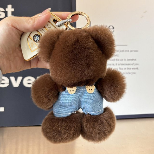 Linyi toy Schlüsselanhänger Bär, Kaninchenfell, 15 cm, Damen, black - Bild 1