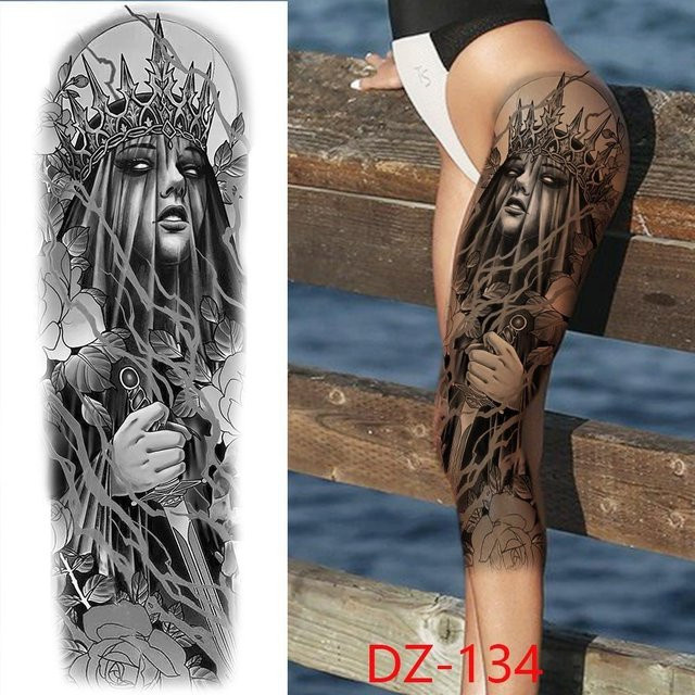 Temporäre Tattoo-Aufkleber Kompass Wolf Auge Löwe Feder, Unisex - Bild 1