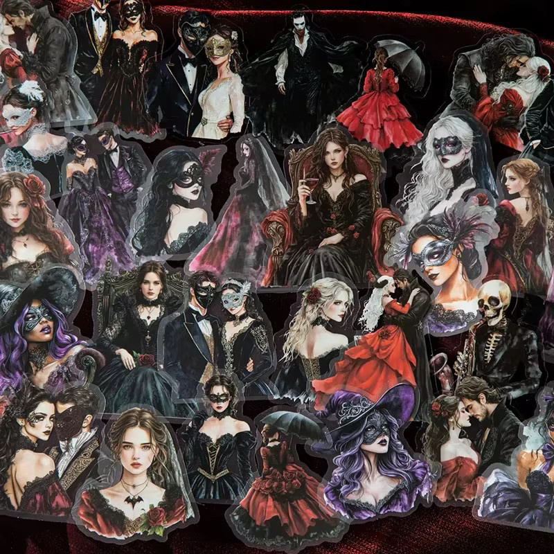 25-teiliges Dark Academia Vintage-Aufkleber-Set mit Gothic-Rosen in Multicolour für Kunsttagebücher - Bild 3