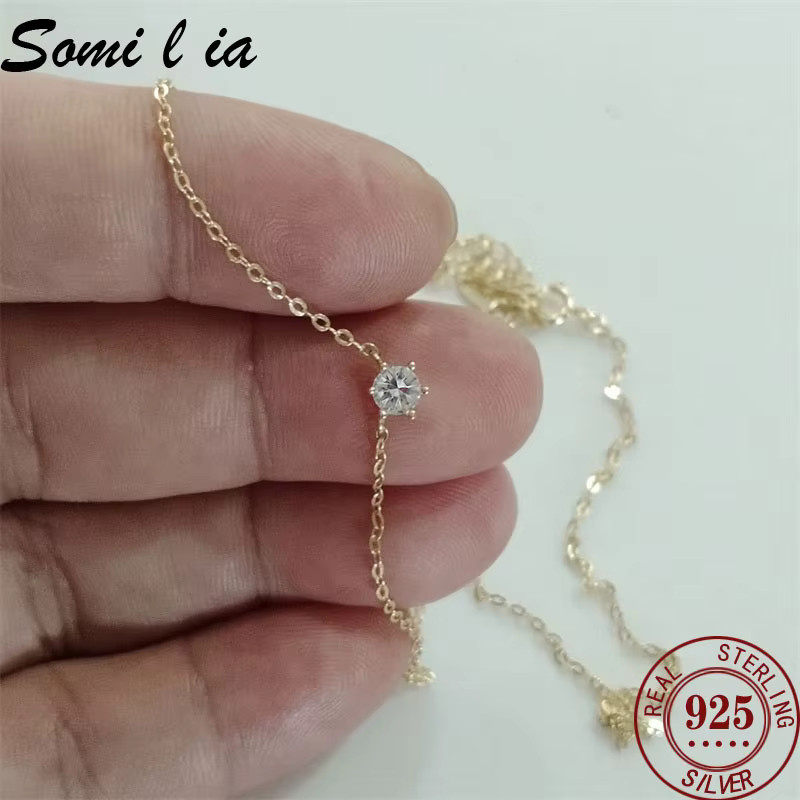 SOMILIA Halskette 925 Silber, 18K Gold überzogen, Zirkonia, Damen - Bild 5