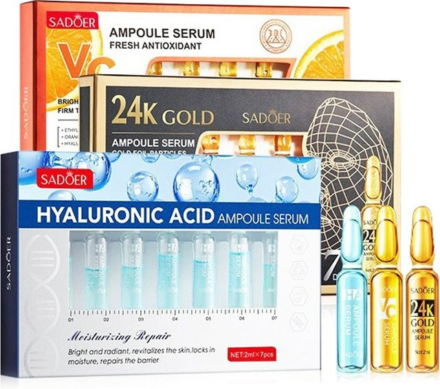 SADOER Serum Vitamin C und Hyaluronsäure, 7 Stück, für trockene Haut - Bild 1