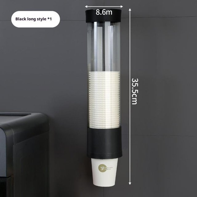 Diaryasa Einwegbecher-Spender zur Wandmontage aus Kunststoff in Schwarz, Höhe: 35,5 cm, Breite: 8,6 cm - Bild 1