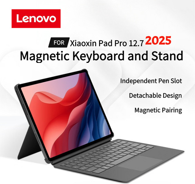 Lenovo magnetische Tastatur mit Ständer und Trackpad für Lenovo Xiaoxin Pad Pro 2025 12,7 Zoll in Grau mit Stiftschlitz - Bild 1