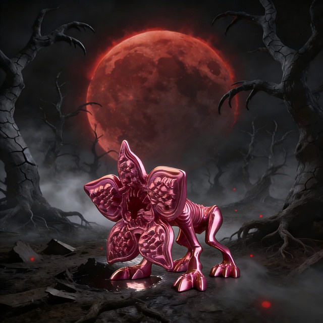 J BIRD Blumen-Monster Ornament in Rosa-Orange mit Farbverlauf im gotischen Stil als dekorative Sammlerfigur - Bild 1