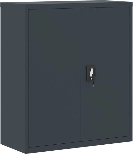 vidaXL Aktenschrank aus pulverbeschichtetem Stahl in Anthrazit mit Türen und Schloss, B/T/H: 90 x 40 x 105 cm - Bild 1
