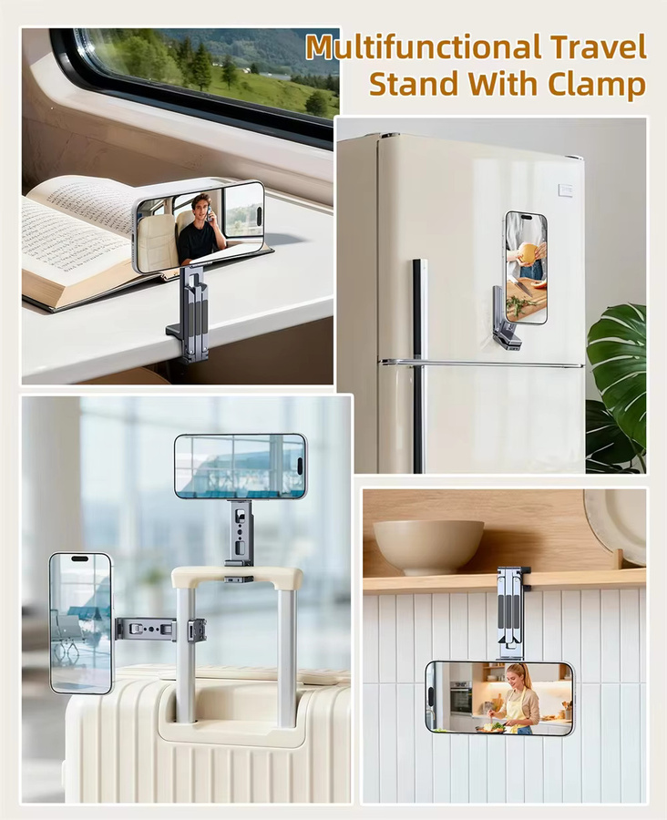 CAMOLO Doppelseitiges magnetisches Handy-Stativ mit Clip, faltbare Tischhalterung und Reisehalterung für iPhone 17/16/15 - Bild 6