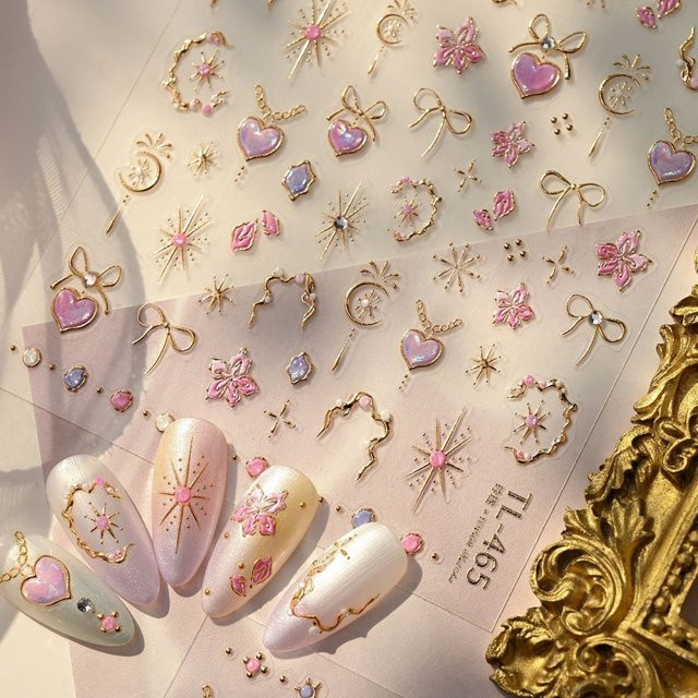 Rhstoe Nagelkunst-Aufkleber, Lila Rosa, Glänzend - Bild 1