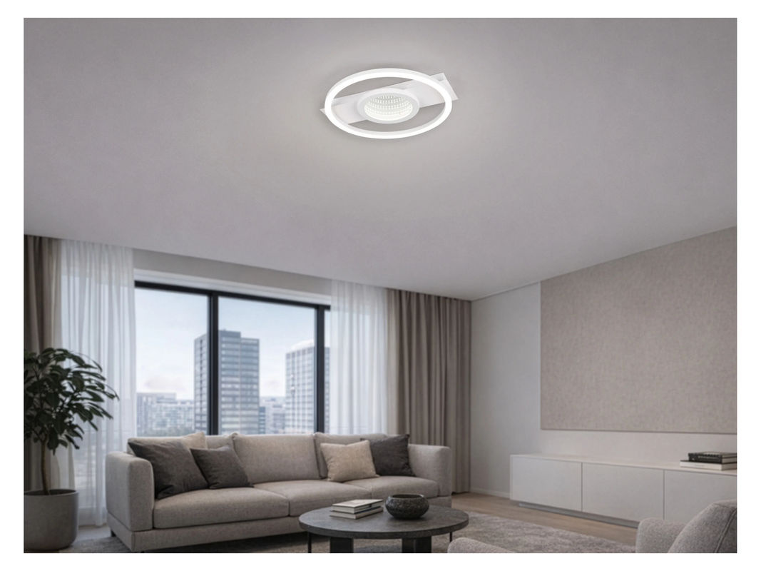 REALITY LEUCHTEN Wheeler LED Deckenleuchte mit Infinity Mirror Effekt, Weiß Matt, Durchmesser: 35 cm, Höhe: 5 cm - Bild 2